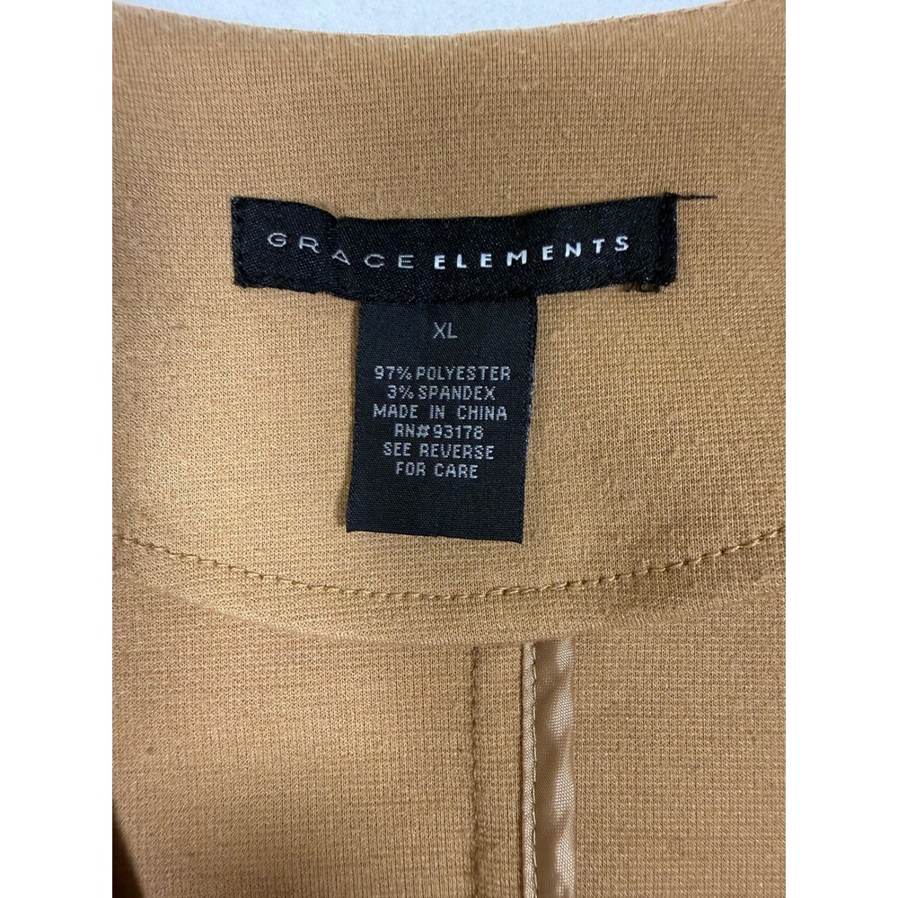 Grace Elements Womens XL Tan Zipper Waist Hook Eye Open Front Blazer Jacket - Picture 2 of 11